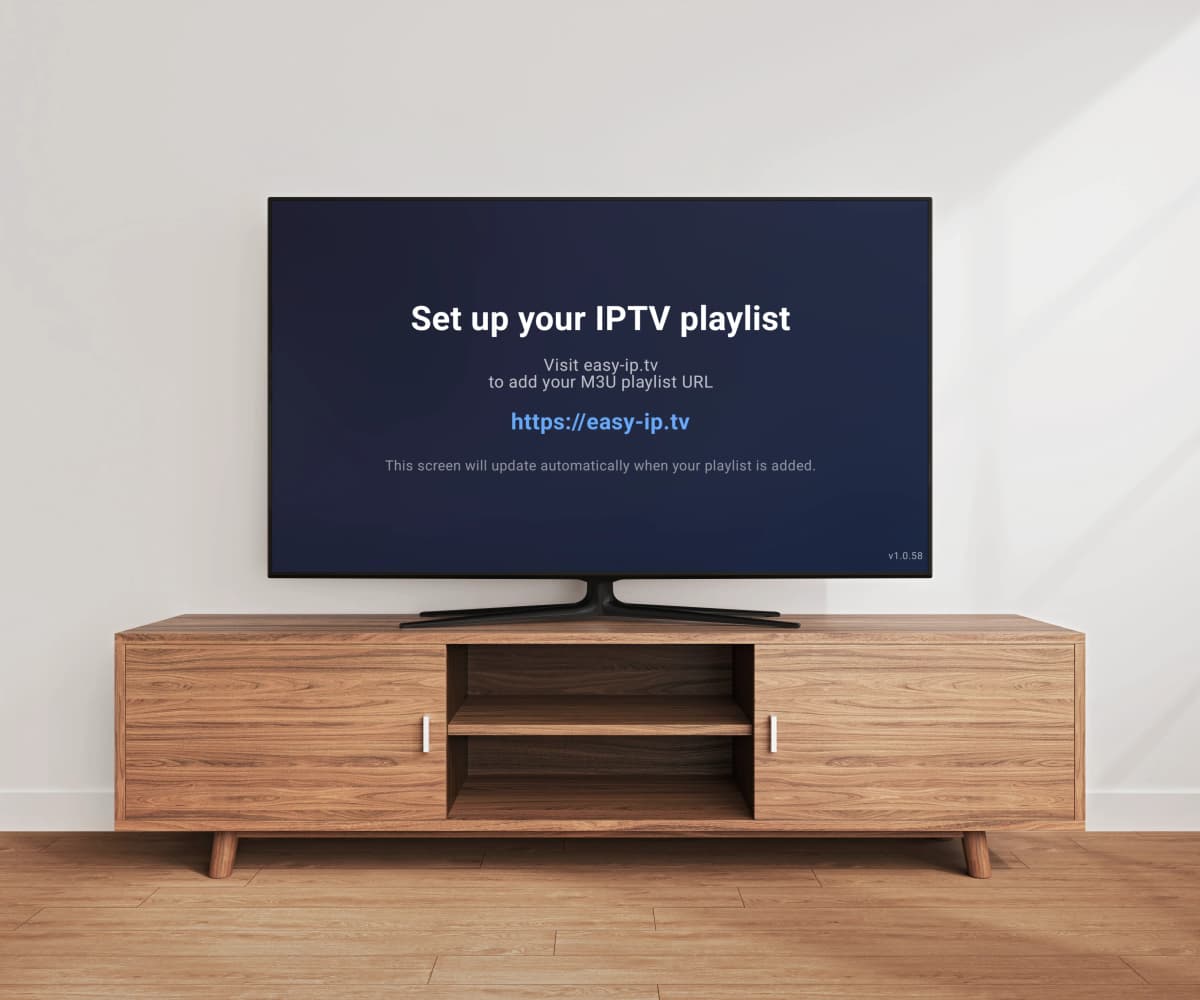 Écran de configuration de playlist M3U Easy IP TV — collez votre URL de playlist IPTV pour commencer à regarder
